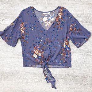 LUQ Floral Tie-Front Top